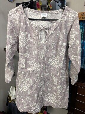 Columbia Lavender Floral Tunic Top, Size Large
